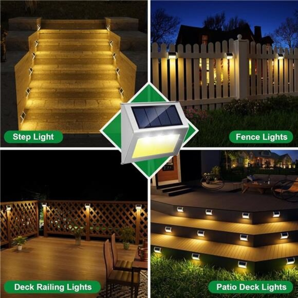 Solar Lights For Steps Decks Pathway Yard Stairs Fences, LED Lamp Outdoor Waterproof Warm Light 12 Pack Solar Lights For Steps Decks Pathway Yard Stairs Fences, LED Lamp Outdoor Waterproof Warm Light 12 Pack